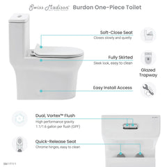 Swiss Madison Burdon One-Piece Elongated Toilet Vortex™ Dual-Flush 1.1/1.6 gpf - SM-1T111 - The Home Selection