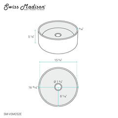 Swiss Madison ﻿Cache 17" Round Vessel Bathroom Sink in Marbled Grey - SM-VSM252E - The Home Selection