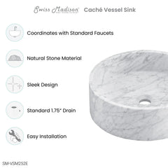 Swiss Madison ﻿Cache 17" Round Vessel Bathroom Sink in Marbled Grey - SM-VSM252E - The Home Selection