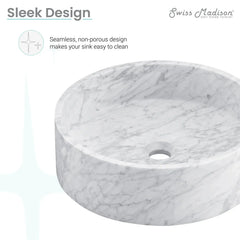 Swiss Madison ﻿Cache 17" Round Vessel Bathroom Sink in Marbled Grey - SM-VSM252E - The Home Selection