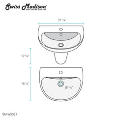 Swiss Madison Caché 21" Wall-Mount Bathroom Sink - SM-WS321 - The Home Selection