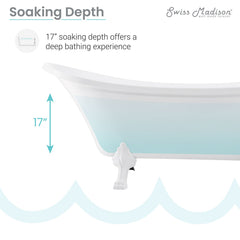 Swiss Madison Caché Single Slipper, Clawfoot Soaking Acrylic Bathtub, Clawfoot - SM-FB585CMW - The Home Selection