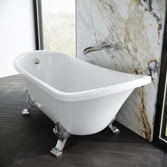 Swiss Madison Caché Single Slipper, Clawfoot Soaking Acrylic Bathtub, Clawfoot - SM-FB585CMW - The Home Selection