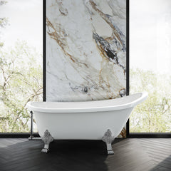 Swiss Madison Caché Single Slipper, Clawfoot Soaking Acrylic Bathtub, Clawfoot - SM-FB585CMW - The Home Selection