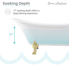 Swiss Madison Caché Single Slipper, Clawfoot Soaking Acrylic Bathtub, Clawfoot - SM-FB585CMW - The Home Selection