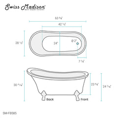 Swiss Madison Caché Single Slipper, Clawfoot Soaking Acrylic Bathtub, Clawfoot - SM-FB585CMW - The Home Selection