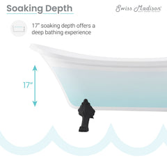 Swiss Madison Caché Single Slipper, Clawfoot Soaking Acrylic Bathtub, Clawfoot - SM-FB585CMW - The Home Selection
