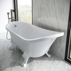Swiss Madison Caché Single Slipper, Clawfoot Soaking Acrylic Bathtub, Clawfoot - SM-FB585CMW - The Home Selection