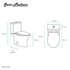 Swiss Madison Caché Two-Piece Elongated Toilet Dual-Flush 1.1/1.6 gpf - SM-2T220 - The Home Selection