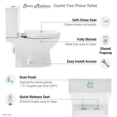 Swiss Madison Caché Two-Piece Elongated Toilet Dual-Flush 1.1/1.6 gpf - SM-2T220 - The Home Selection