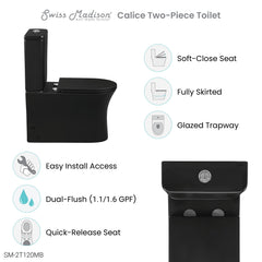 Swiss Madison Calice Two-Piece Elongated Rear Outlet Toilet Dual-Flush 0.8/1.28 gpf - SM-2T120 - The Home Selection