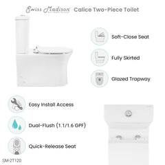Swiss Madison Calice Two-Piece Elongated Rear Outlet Toilet Dual-Flush 0.8/1.28 gpf - SM-2T120 - The Home Selection
