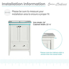 Swiss Madison Cannes 24" Bathroom Vanity in White - SM-BV412 - The Home Selection