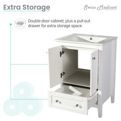 Swiss Madison Cannes 24" Bathroom Vanity in White - SM-BV412 - The Home Selection
