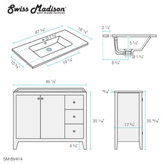 Swiss Madison Cannes 48" Bathroom Vanity in White - SM-BV414 - The Home Selection
