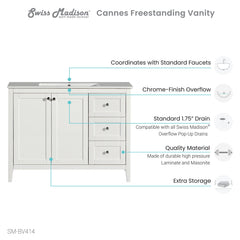 Swiss Madison Cannes 48" Bathroom Vanity in White - SM-BV414 - The Home Selection