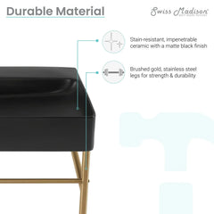 Swiss Madison Carre 36" Ceramic Console Sink Matte Black Basin Brushed Gold Legs - SM-CS753BG - The Home Selection