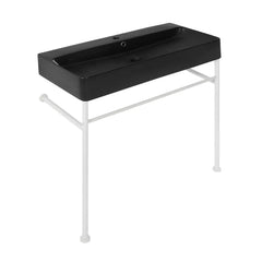 Swiss Madison Carré 36" Ceramic Console Sink Matte Black Basin Matte White Legs - SM-CS793 - The Home Selection