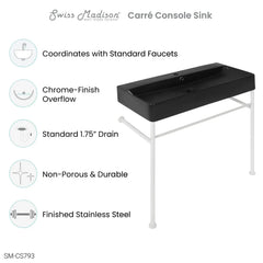 Swiss Madison Carré 36" Ceramic Console Sink Matte Black Basin Matte White Legs - SM-CS793 - The Home Selection
