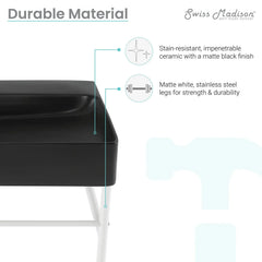 Swiss Madison Carré 36" Ceramic Console Sink Matte Black Basin Matte White Legs - SM-CS793 - The Home Selection