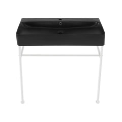 Swiss Madison Carré 36" Ceramic Console Sink Matte Black Basin Matte White Legs - SM-CS793 - The Home Selection