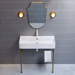Swiss Madison Carre 36" Ceramic Console Sink White Basin Brushed Gold Legs - SM-CS723BG - The Home Selection