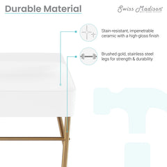 Swiss Madison Carre 36" Ceramic Console Sink White Basin Brushed Gold Legs - SM-CS723BG - The Home Selection