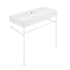 Swiss Madison Carré 36" Ceramic Console Sink White Basin Matte White Legs - SM-CS743 - The Home Selection