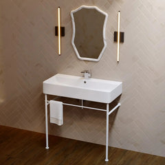 Swiss Madison Carré 36" Ceramic Console Sink White Basin Matte White Legs - SM-CS743 - The Home Selection