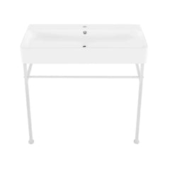 Swiss Madison Carré 36" Ceramic Console Sink White Basin Matte White Legs - SM-CS743 - The Home Selection