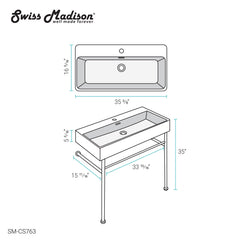 Swiss Madison Carré 36" Console Sink Matte Black Basin w/ Legs - SM-CS7 - The Home Selection