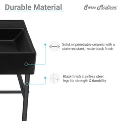 Swiss Madison Carré 36" Console Sink Matte Black Basin w/ Legs - SM-CS7 - The Home Selection