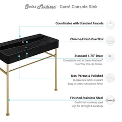 Swiss Madison Carré 36" Console Sink Matte Black Basin w/ Legs - SM-CS7 - The Home Selection