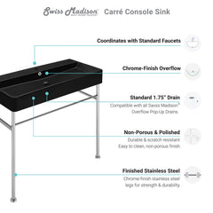 Swiss Madison Carré 36" Console Sink Matte Black Basin w/ Legs - SM-CS7 - The Home Selection