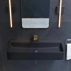 Swiss Madison Carre 36” Rectangle Wall-Mount Bathroom Sink in Matte Black - SM-WS334MB - The Home Selection