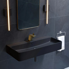 Swiss Madison Carre 36” Rectangle Wall-Mount Bathroom Sink in Matte Black - SM-WS334MB - The Home Selection