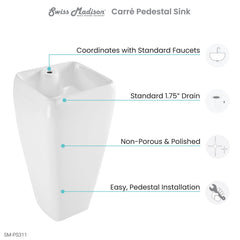 Swiss Madison Carré One-Piece Pedestal Sink - SM-PS311 - The Home Selection