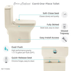 Swiss Madison Carré One-Piece Square Toilet Dual-Flush 1.1/1.6 gpf - SM-1T256 - The Home Selection