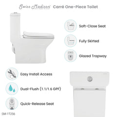 Swiss Madison Carré One-Piece Square Toilet Dual-Flush 1.1/1.6 gpf - SM-1T256 - The Home Selection