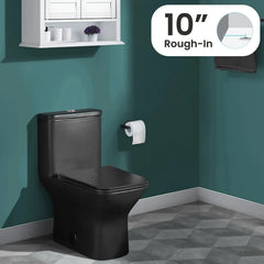 Swiss Madison Carre One Piece Square Toilet Dual Flush 1.1/1.6 gpf with 10" Rough-In, Matte Black - SM-1T276MB - The Home Selection