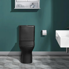 Swiss Madison Carre One Piece Square Toilet Dual Flush 1.1/1.6 gpf with 10" Rough-In, Matte Black - SM-1T276MB - The Home Selection