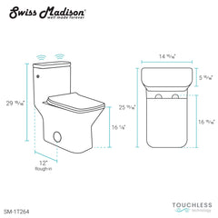 Swiss Madison Carré One-Piece Square Toilet Touchless Dual-Flush 1.1/1.6 gpf - SM-1T264 - The Home Selection