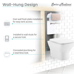 Swiss Madison Carré Wall-Hung Elongated Toilet Bowl - SM-WT455 - The Home Selection