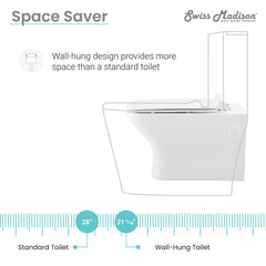 Swiss Madison Carré Wall-Hung Elongated Toilet Bowl - SM-WT455 - The Home Selection