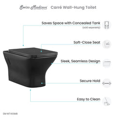 Swiss Madison Carré Wall-Hung Elongated Toilet Bowl - SM-WT455 - The Home Selection