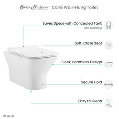 Swiss Madison Carré Wall-Hung Elongated Toilet Bowl - SM-WT455 - The Home Selection