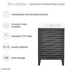 Swiss Madison Cascade 24" Bathroom Vanity in Black - SM-BV470B - The Home Selection