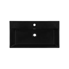 Swiss Madison Claire 30" Ceramic Console Sink Matte Black Basin Brushed Gold Legs - SM-CS752BG - The Home Selection