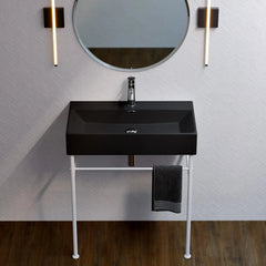 Swiss Madison Claire 30" Ceramic Console Sink Matte Black Basin Matte White Legs - SM-CS792 - The Home Selection