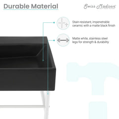 Swiss Madison Claire 30" Ceramic Console Sink Matte Black Basin Matte White Legs - SM-CS792 - The Home Selection